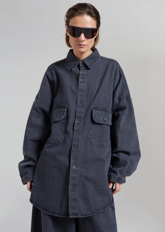 The Frankie Shop Dallas Denim Overshirt 8211 Dark Grey Shop Clothing