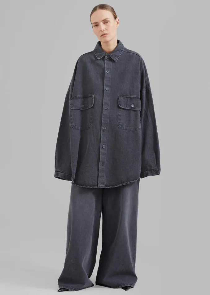 The Frankie Shop Dallas Denim Overshirt 8211 Dark Grey Shop Clothing