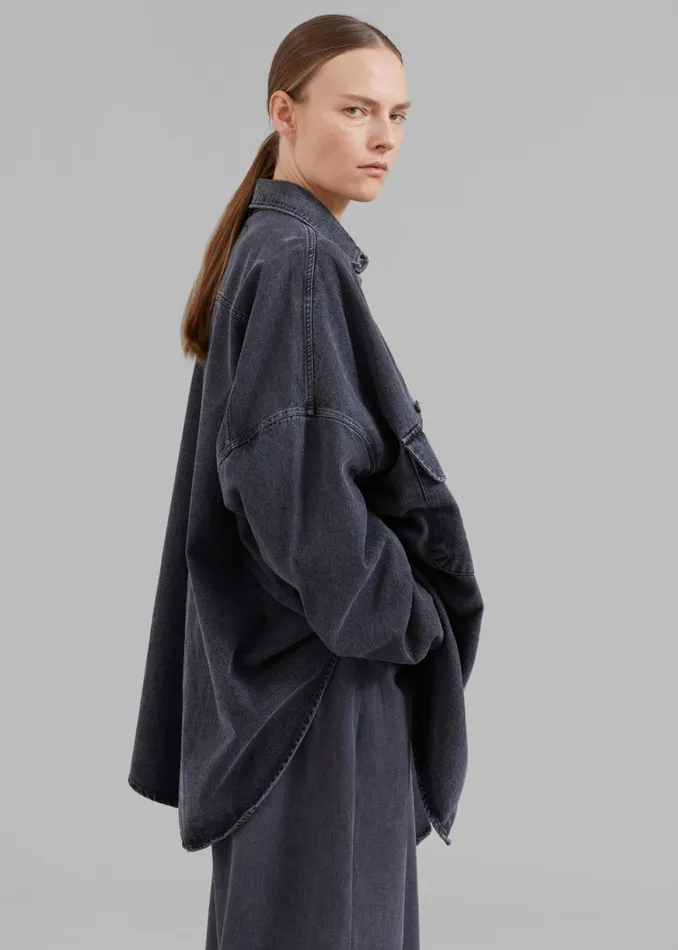 The Frankie Shop Dallas Denim Overshirt 8211 Dark Grey Shop Clothing