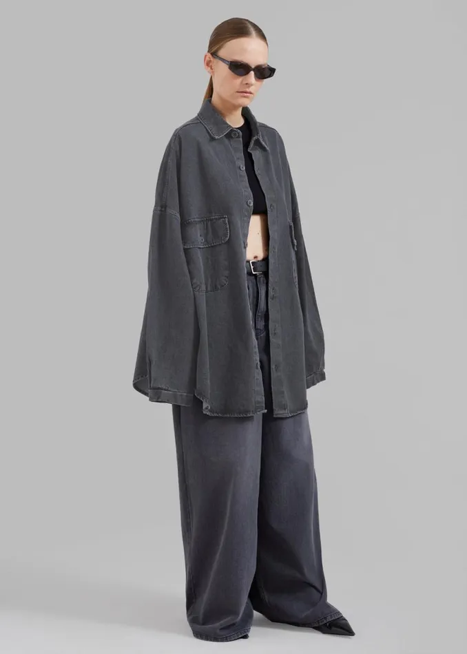 The Frankie Shop Dallas Denim Overshirt 8211 Dark Grey Shop Clothing
