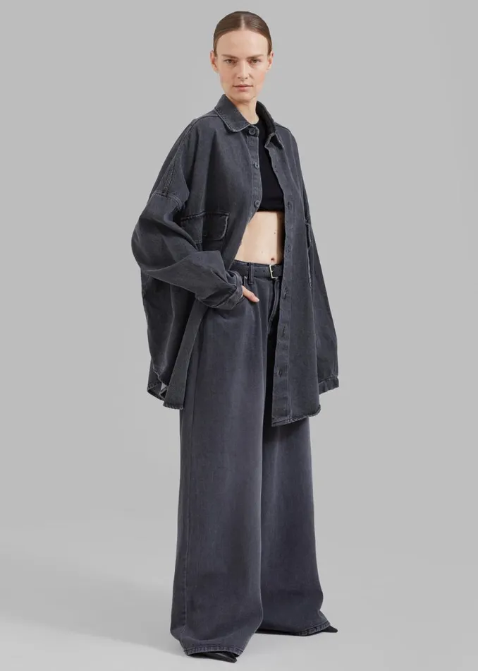 The Frankie Shop Dallas Denim Overshirt 8211 Dark Grey Shop Clothing