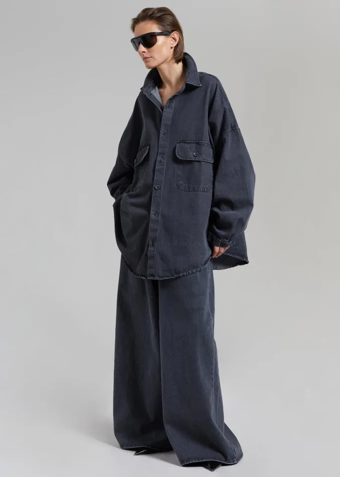 The Frankie Shop Dallas Denim Overshirt 8211 Dark Grey Shop Clothing