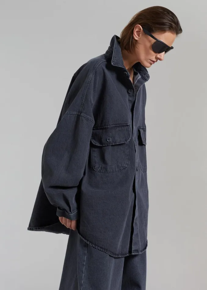 The Frankie Shop Dallas Denim Overshirt 8211 Dark Grey Shop Clothing