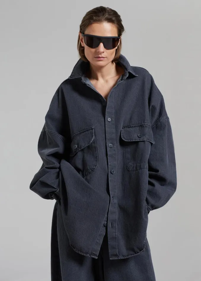 The Frankie Shop Dallas Denim Overshirt 8211 Dark Grey Shop Clothing