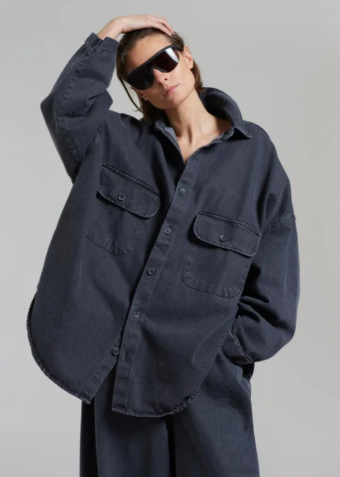 The Frankie Shop Dallas Denim Overshirt 8211 Dark Grey Shop Clothing
