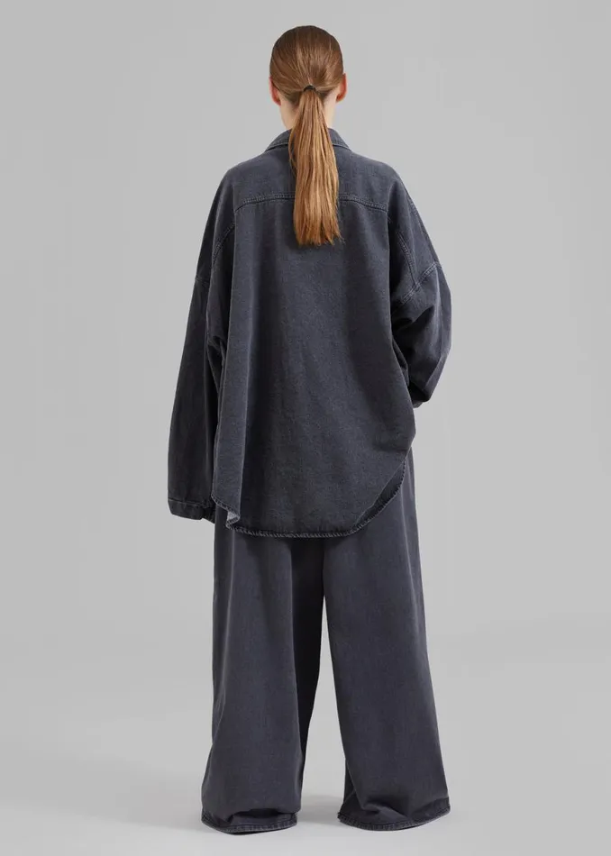 The Frankie Shop Dallas Denim Overshirt 8211 Dark Grey Shop Clothing