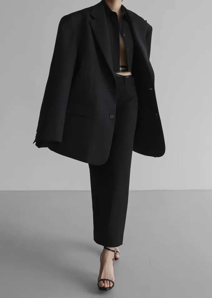 The Frankie Shop Dee Maxi Oversized Blazer 8211 Black Shop Outerwear