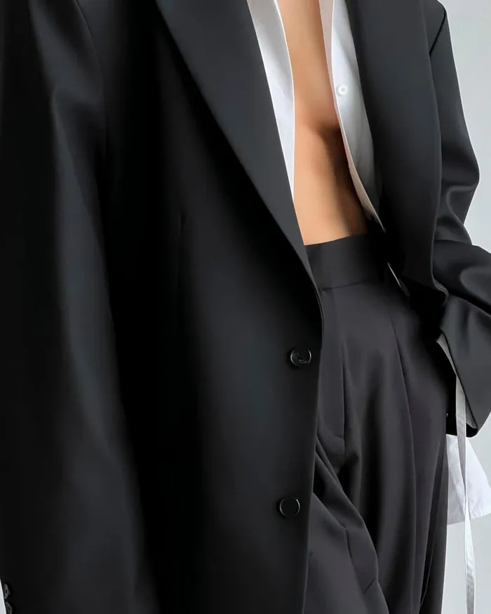The Frankie Shop Dee Maxi Oversized Blazer 8211 Black Shop Outerwear