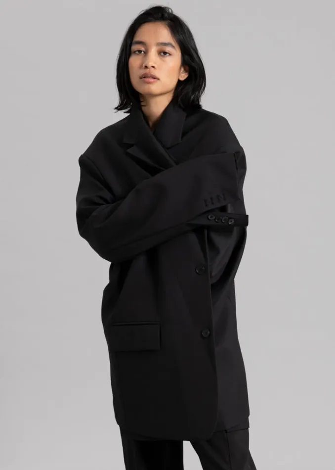 The Frankie Shop Dee Maxi Oversized Blazer 8211 Black Shop Outerwear