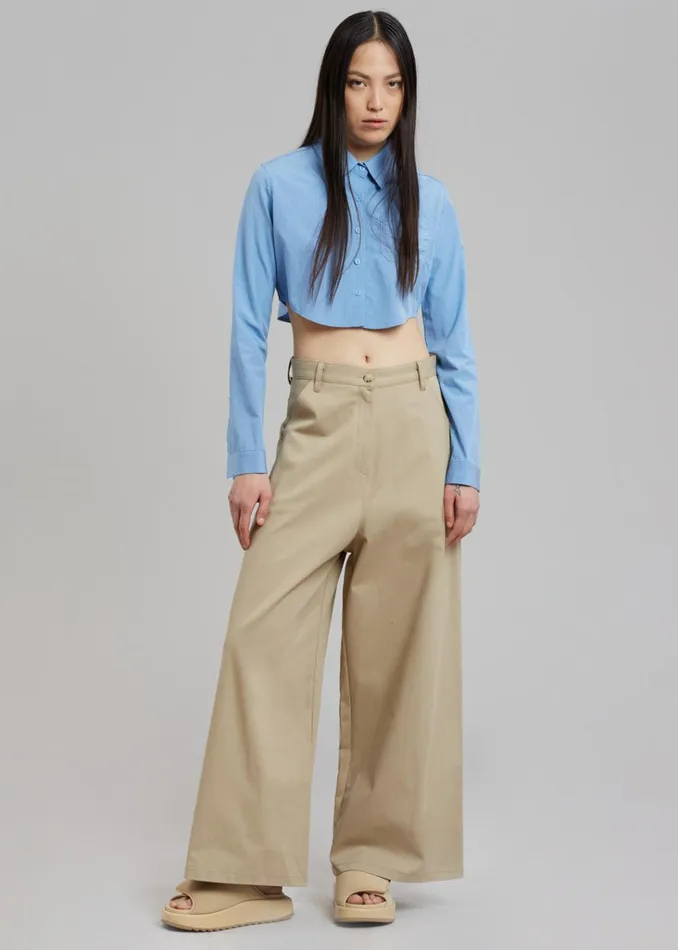 The Frankie Shop Eiko Cropped Shirt 8211 Blue Shop Tops