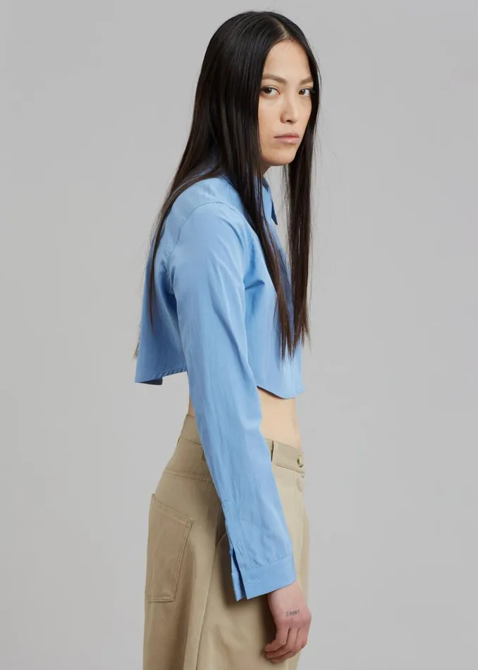 The Frankie Shop Eiko Cropped Shirt 8211 Blue Shop Tops