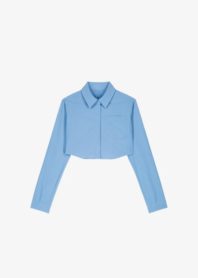 The Frankie Shop Eiko Cropped Shirt 8211 Blue Shop Tops