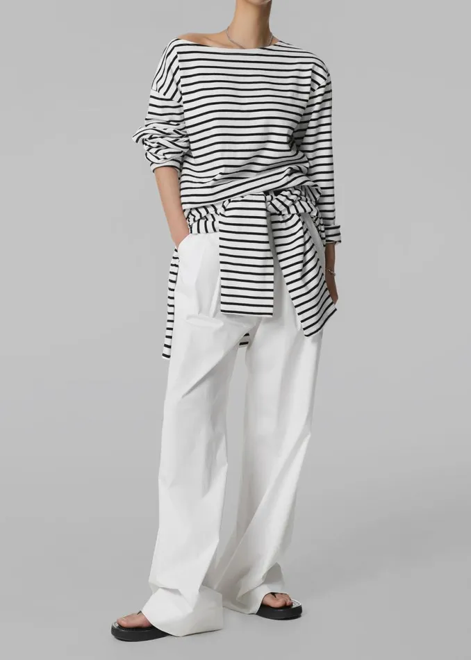 The Frankie Shop Elin Boatneck Top 8211 Black Stripe Shop Tops