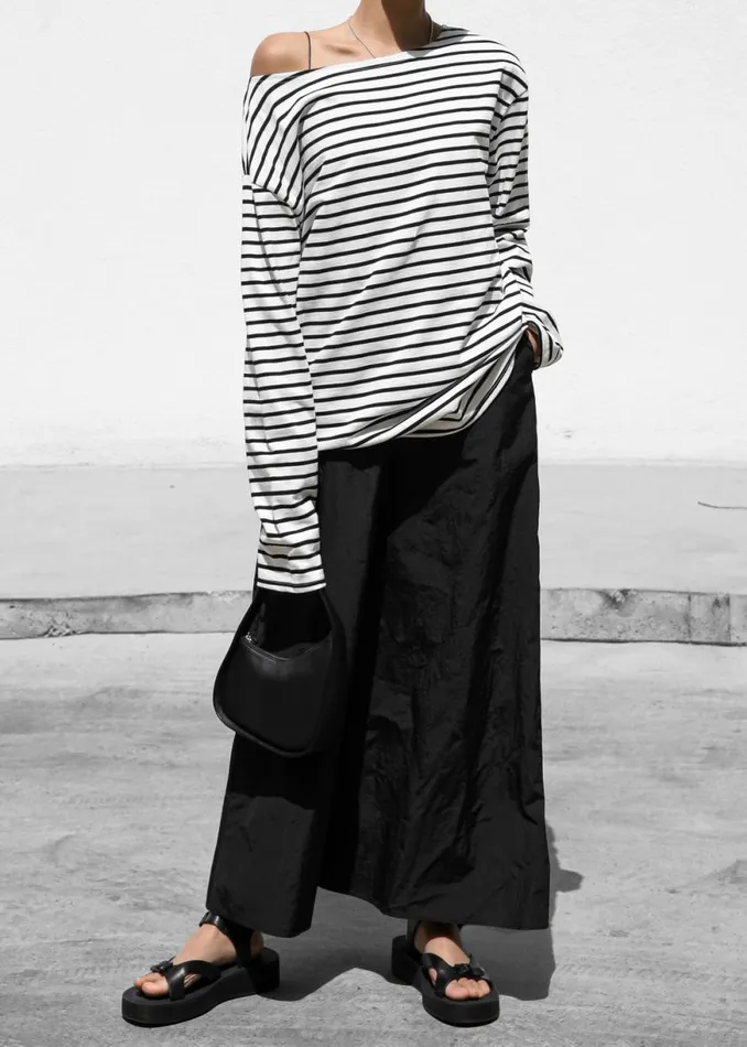 The Frankie Shop Elin Boatneck Top 8211 Black Stripe Shop Tops