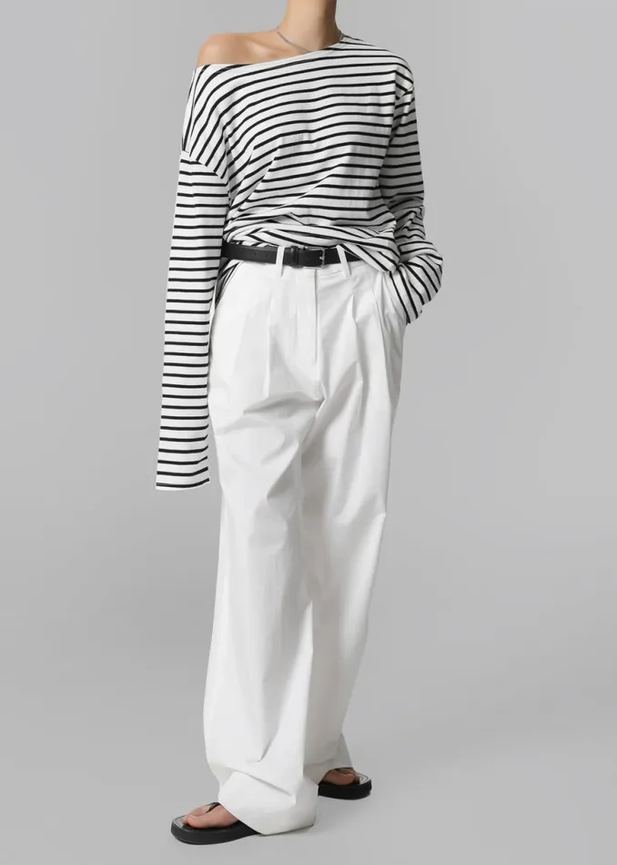 The Frankie Shop Elin Boatneck Top 8211 Black Stripe Shop Tops