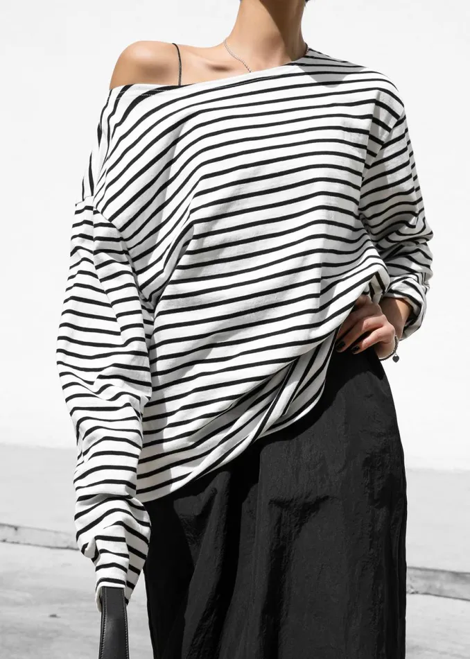 The Frankie Shop Elin Boatneck Top 8211 Black Stripe Shop Tops