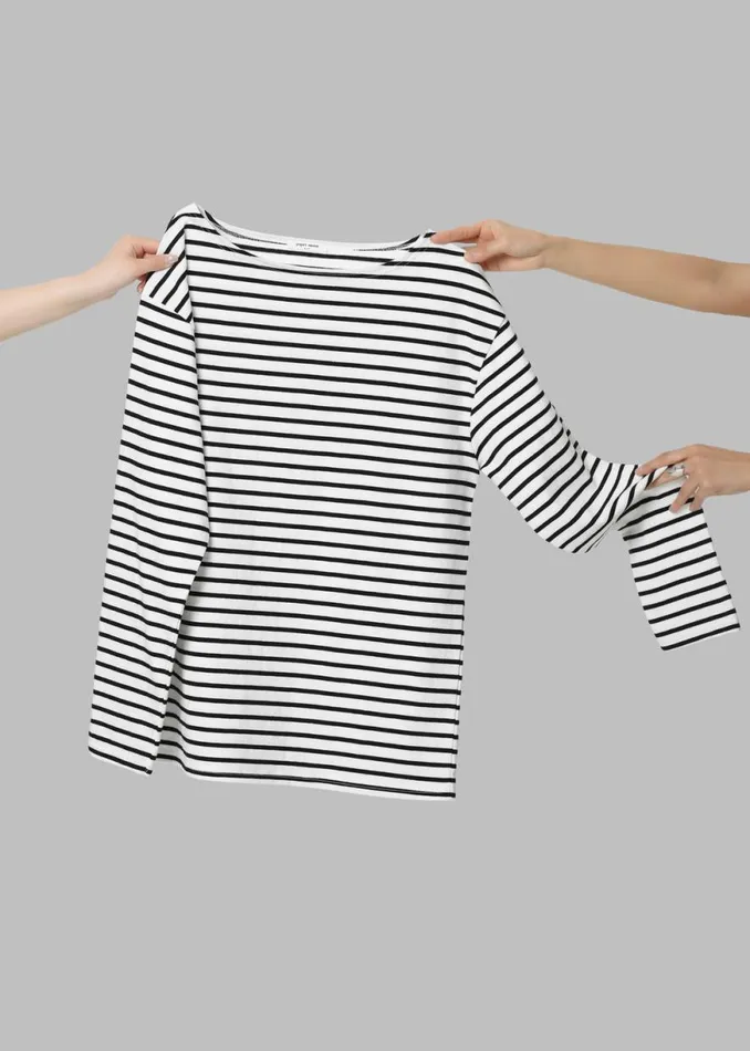 The Frankie Shop Elin Boatneck Top 8211 Black Stripe Shop Tops