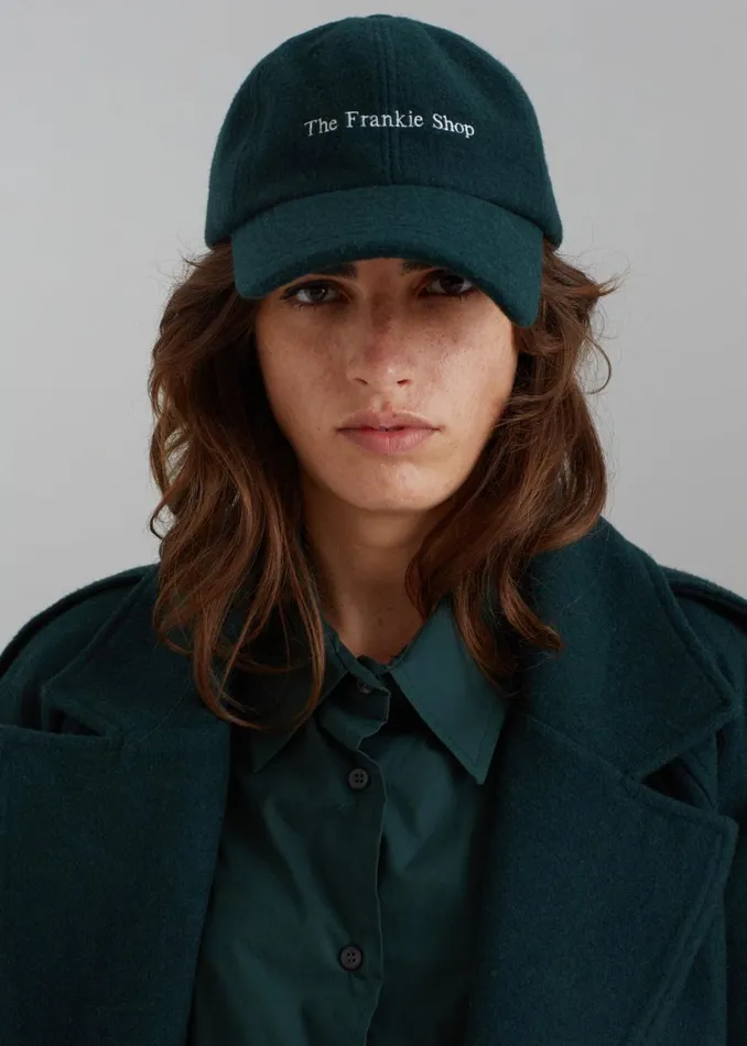 The Frankie Shop Frankie Wool Baseball Cap 8211 Bottle Green Shop Accessories
