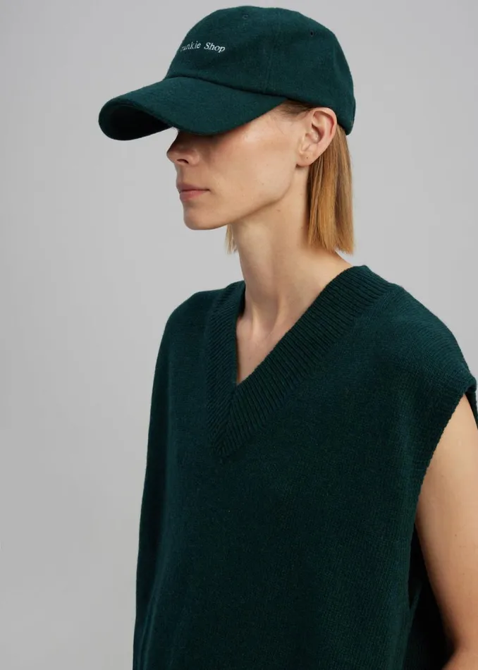 The Frankie Shop Frankie Wool Baseball Cap 8211 Bottle Green Shop Accessories