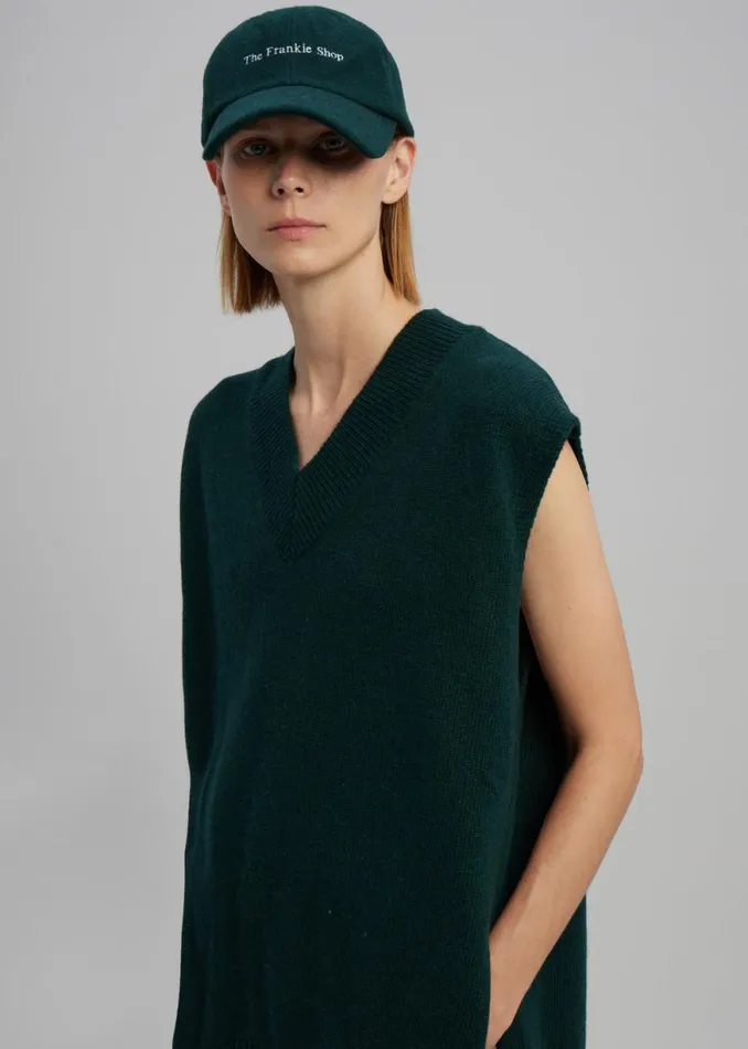 The Frankie Shop Frankie Wool Baseball Cap 8211 Bottle Green Shop Accessories