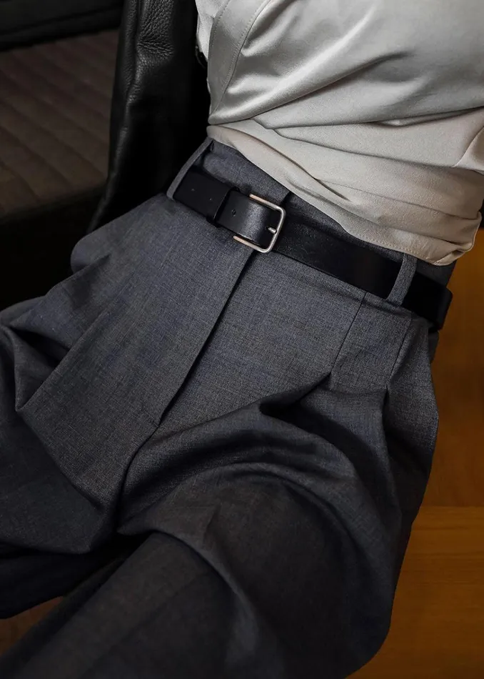 The Frankie Shop Gelso Pleated Trousers 8211 Dark Grey Melange Shop Bottoms