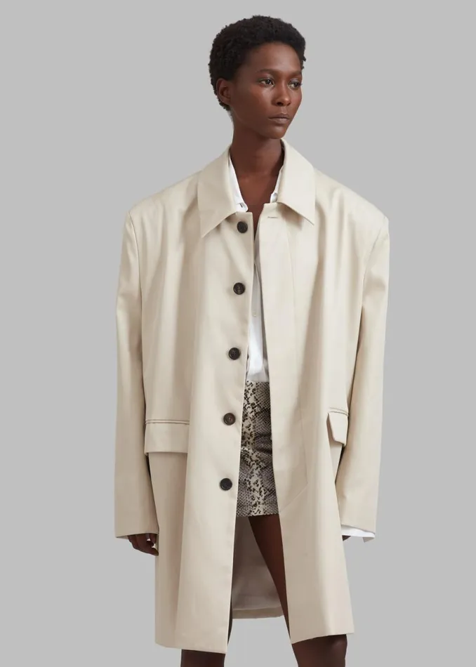 The Frankie Shop Ghent Padded Shoulder Trench 8211 Beige Shop Outerwear