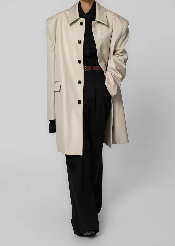 The Frankie Shop Ghent Padded Shoulder Trench 8211 Beige Shop Outerwear