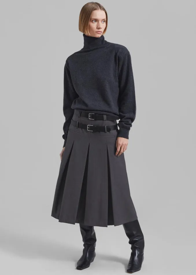 The Frankie Shop Gisele Pleated Midi Skirt 8211 Grey Shop Clothing