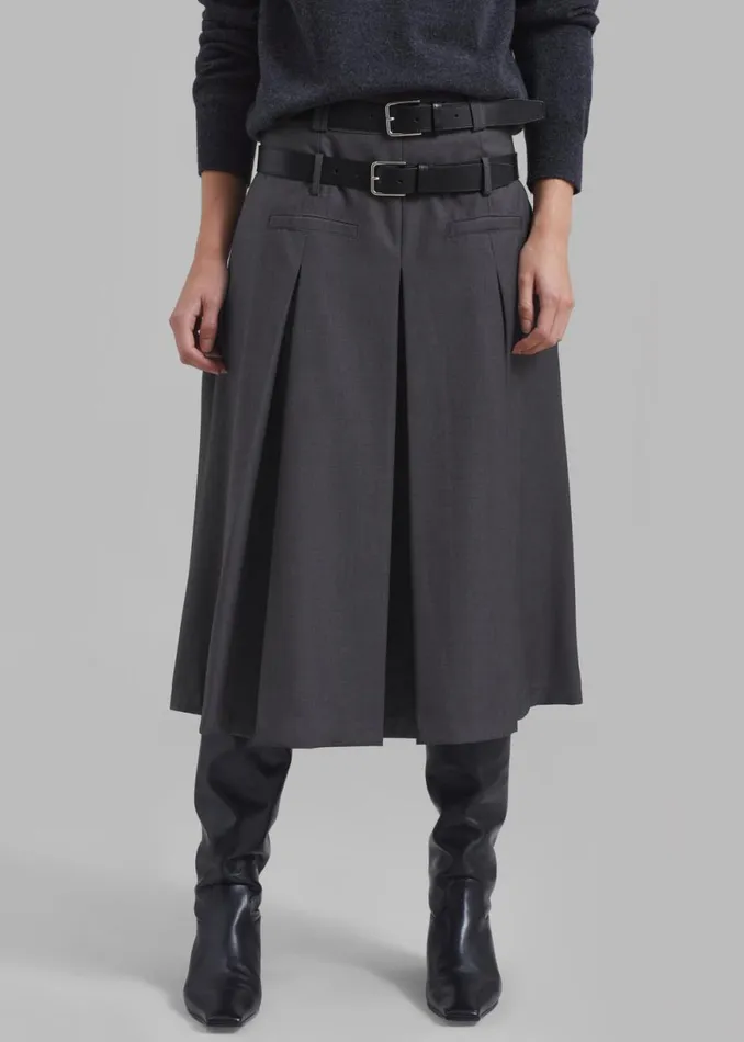 The Frankie Shop Gisele Pleated Midi Skirt 8211 Grey Shop Clothing