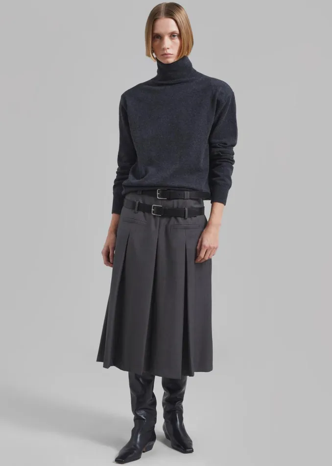 The Frankie Shop Gisele Pleated Midi Skirt 8211 Grey Shop Clothing