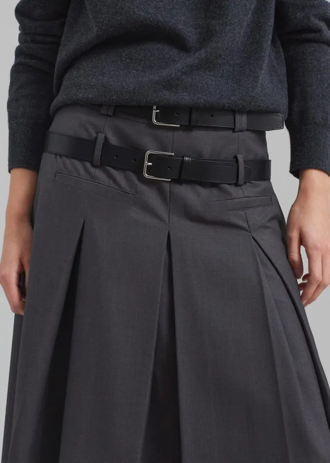 The Frankie Shop Gisele Pleated Midi Skirt 8211 Grey Shop Clothing