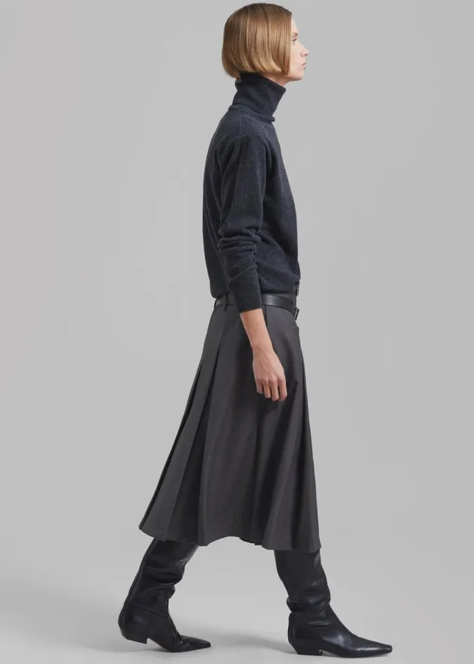 The Frankie Shop Gisele Pleated Midi Skirt 8211 Grey Shop Clothing