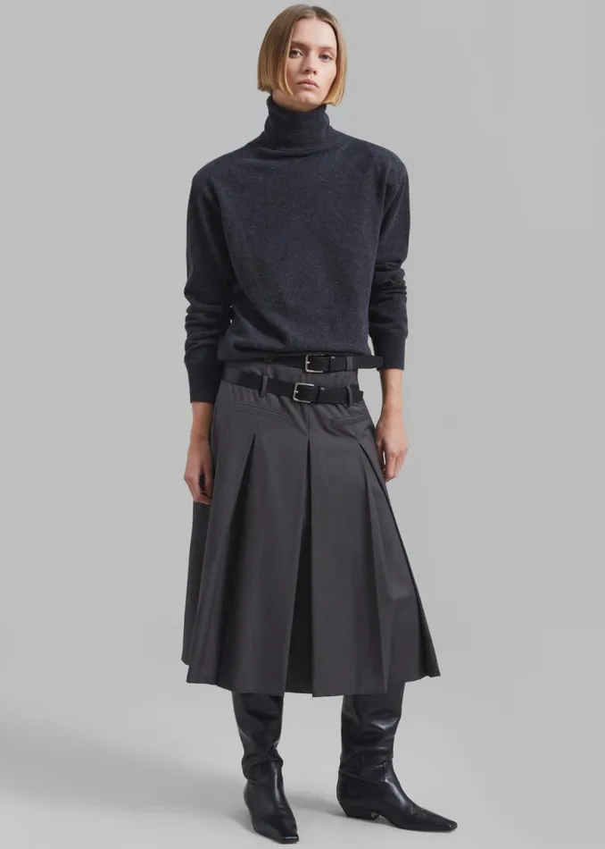 The Frankie Shop Gisele Pleated Midi Skirt 8211 Grey Shop Clothing