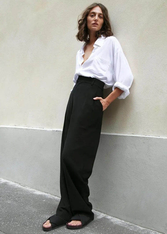 The Frankie Shop Hanna Silky Oversized Blouse 8211 White Shop Tops
