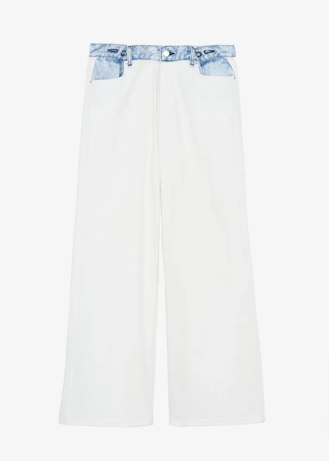 The Frankie Shop Hayla Contrast Denim Pants 8211 Off WhiteBlue Shop Clothing