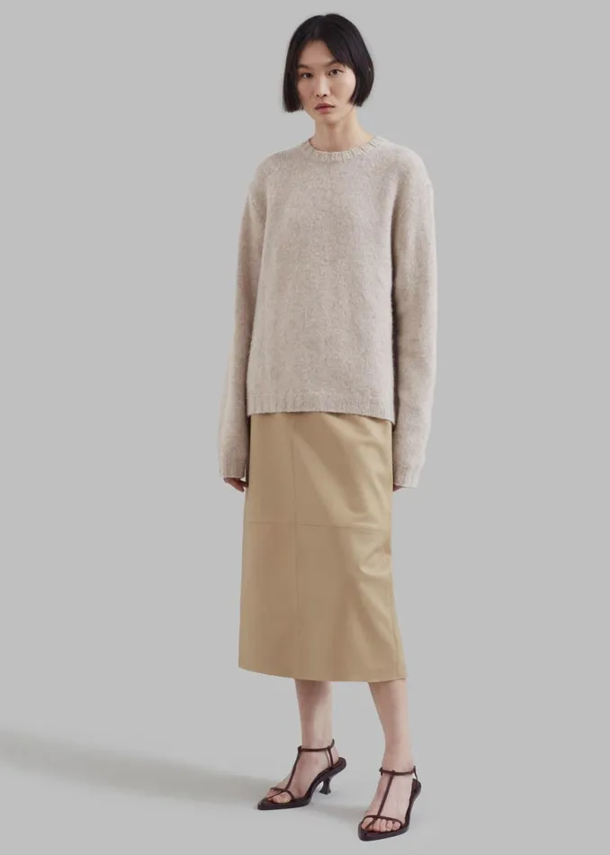 The Frankie Shop Heather Leather Pencil Skirt 8211 Beige Shop Bottoms