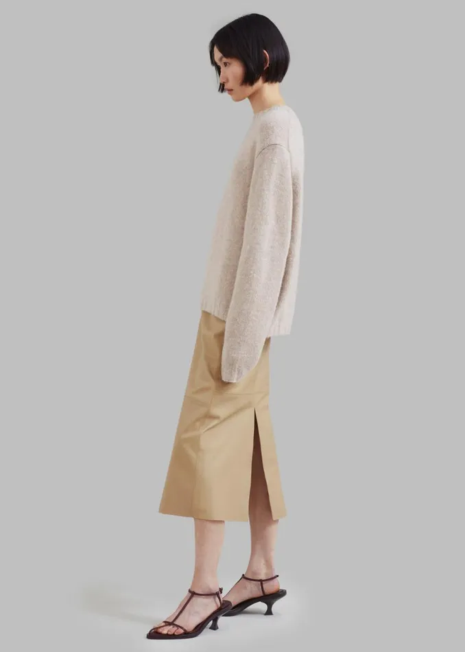 The Frankie Shop Heather Leather Pencil Skirt 8211 Beige Shop Bottoms