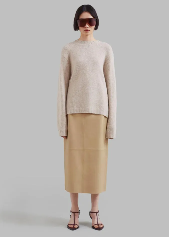 The Frankie Shop Heather Leather Pencil Skirt 8211 Beige Shop Bottoms