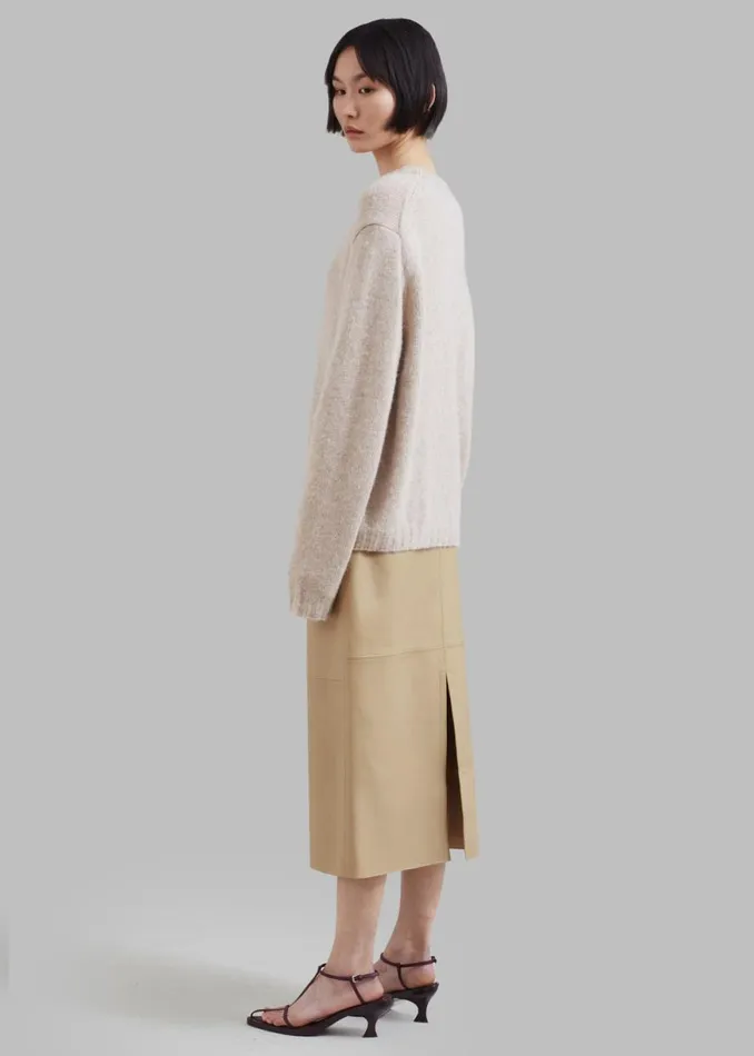 The Frankie Shop Heather Leather Pencil Skirt 8211 Beige Shop Bottoms