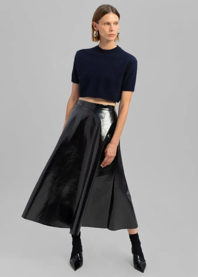 The Frankie Shop Hilma Vinyl Midi Skirt 8211 Black Shop Bottoms