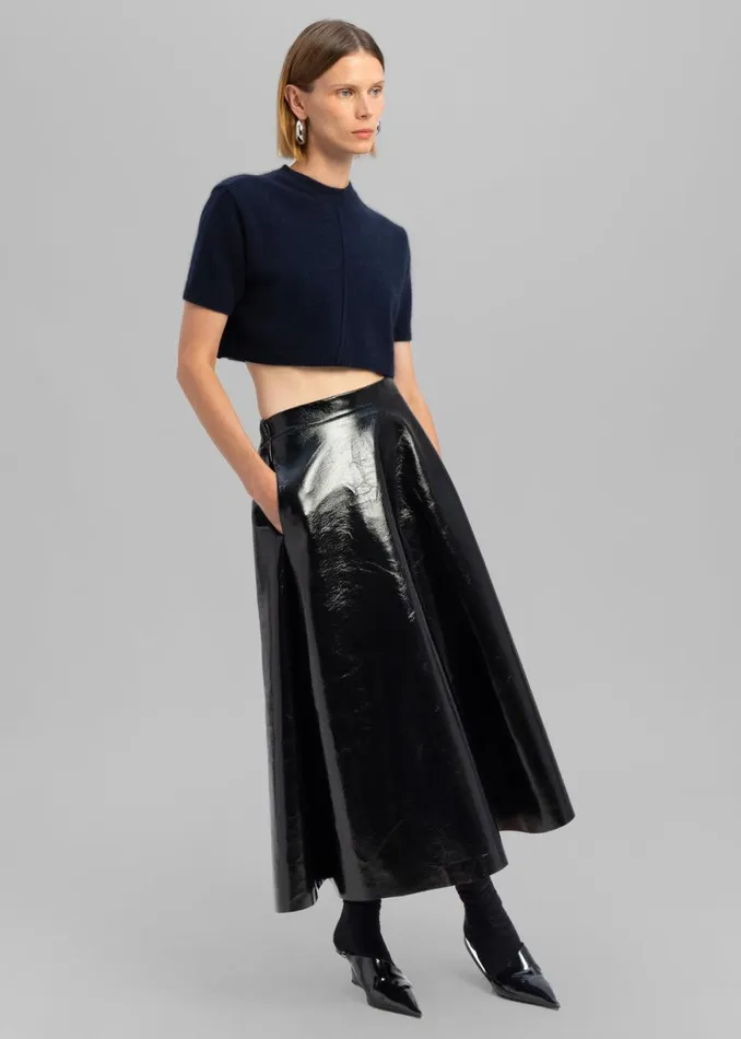 The Frankie Shop Hilma Vinyl Midi Skirt 8211 Black Shop Bottoms
