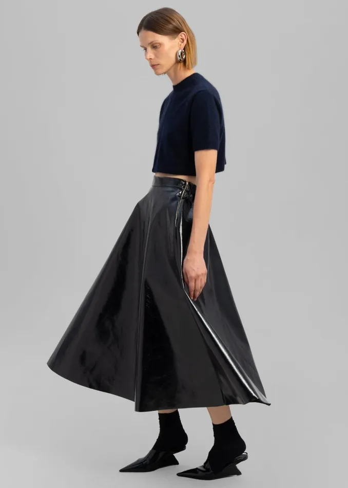 The Frankie Shop Hilma Vinyl Midi Skirt 8211 Black Shop Bottoms