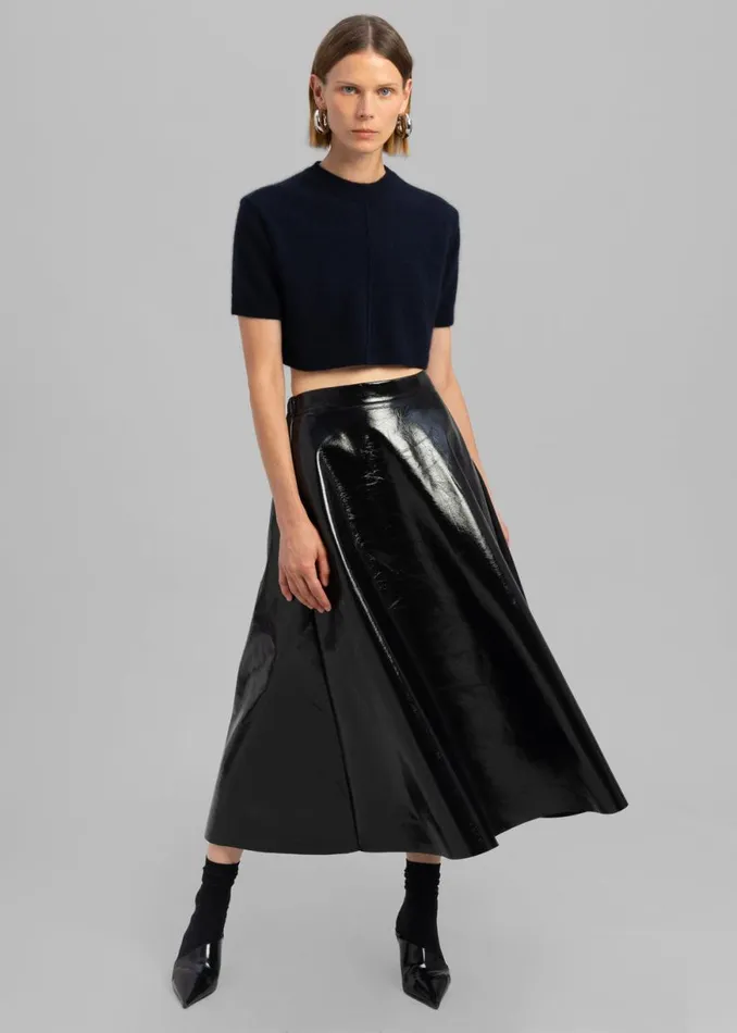 The Frankie Shop Hilma Vinyl Midi Skirt 8211 Black Shop Bottoms
