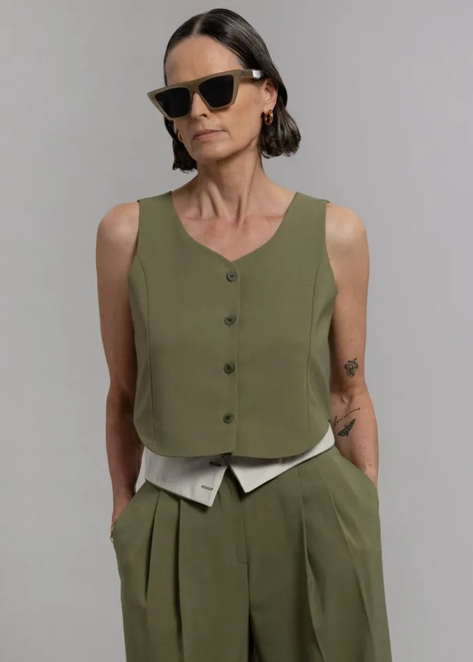 The Frankie Shop Holi Vest 8211 Olive Shop Outerwear