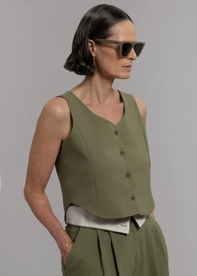 The Frankie Shop Holi Vest 8211 Olive Shop Outerwear