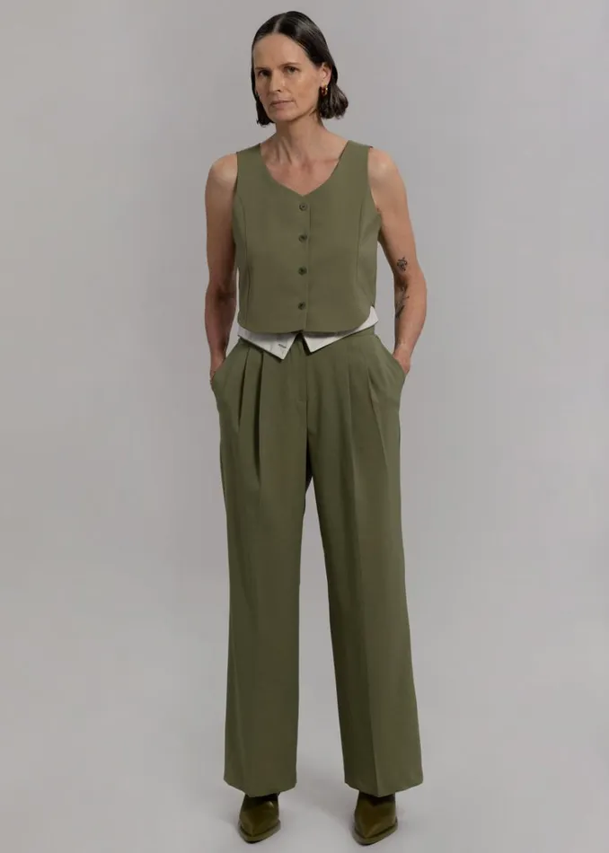 The Frankie Shop Holi Vest 8211 Olive Shop Outerwear