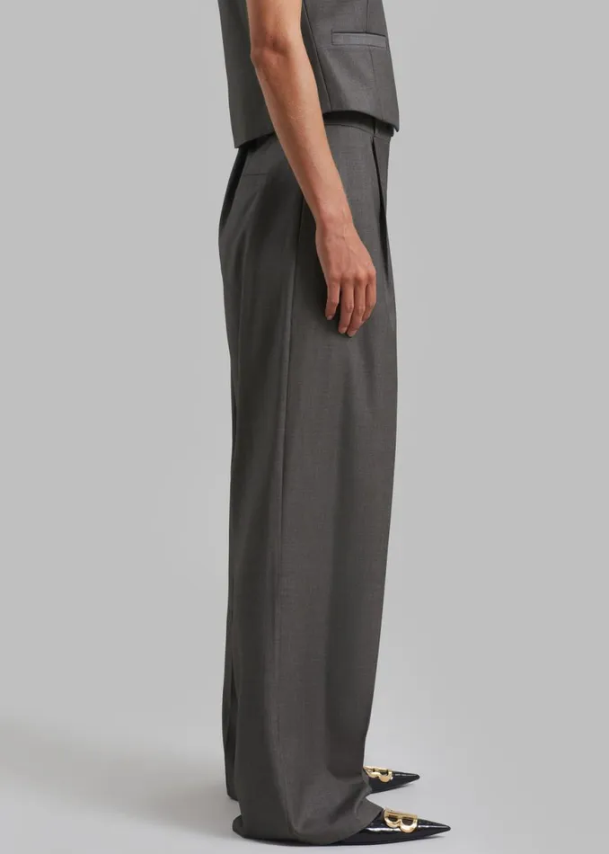The Frankie Shop Ivey Pintuck Trousers 8211 Grey Melange Shop Clothing