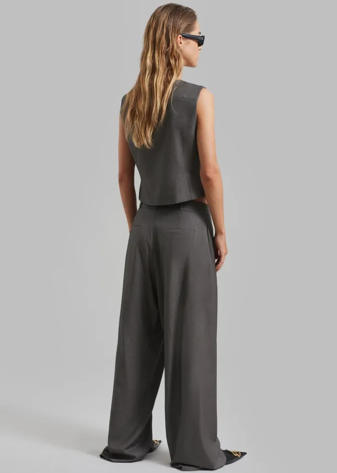 The Frankie Shop Ivey Pintuck Trousers 8211 Grey Melange Shop Clothing