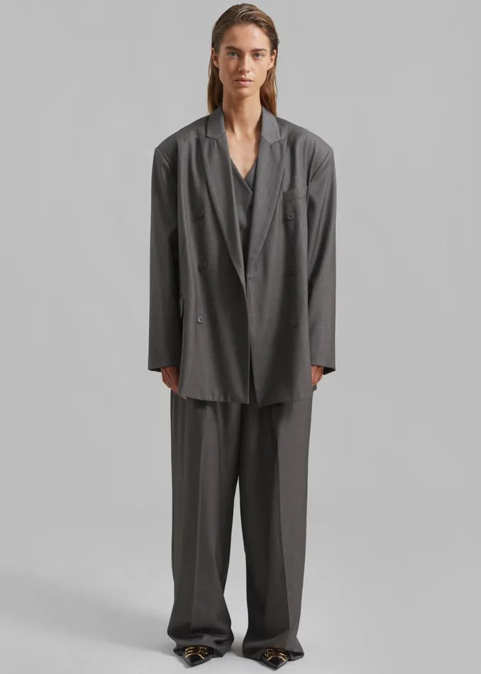 The Frankie Shop Ivey Pintuck Trousers 8211 Grey Melange Shop Clothing