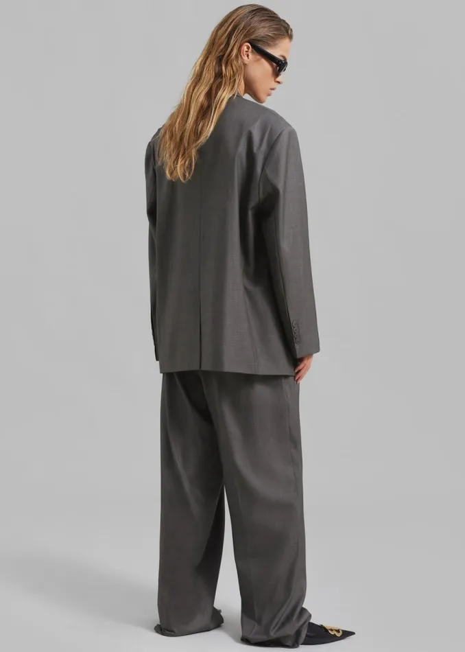 The Frankie Shop Ivey Pintuck Trousers 8211 Grey Melange Shop Clothing